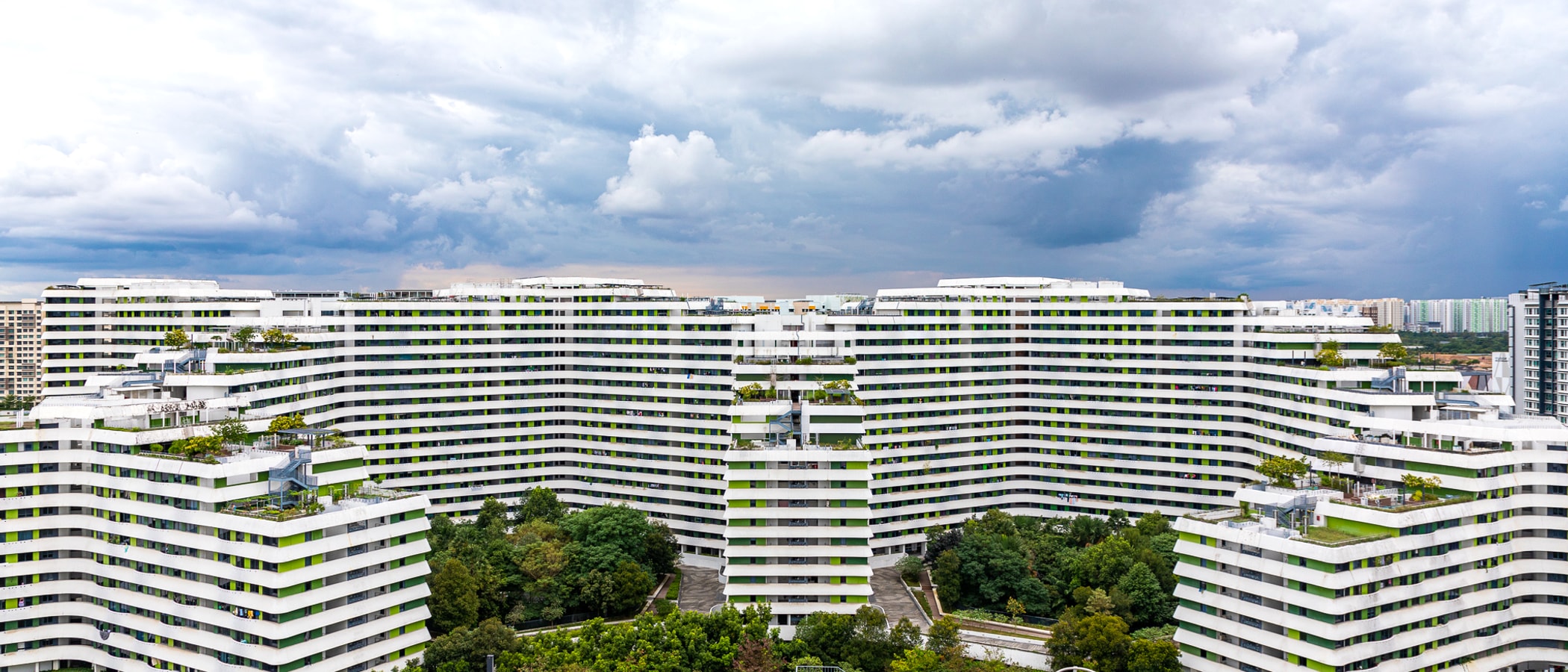 Desk window overlooking Simei estate at dusk